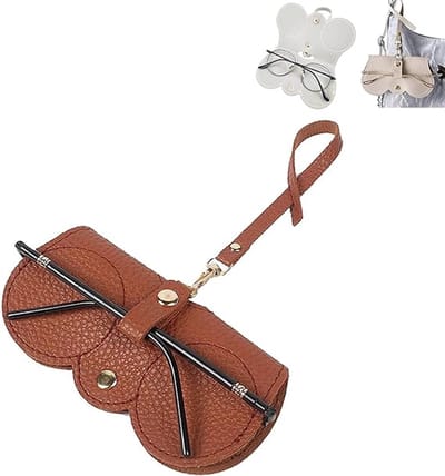 Brillenetui - Zonnebrillenetui - Unisex - Past in een handtas - Stijlvol, slank en compact zonnebrillenetui - Zonnebrillenetui - Met riemclip - Bruin