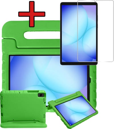 Hoesje - Geschikt voor Samsung Galaxy Tab A11 / A9 - Met Screenprotector - Kinderhoes - Shockproof Bumper - Kidsproof Case - Tablethoes - Kinder Hoes Cover - Groen