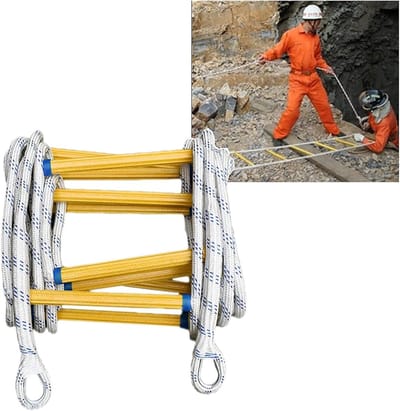 Touwladder - Reddingsladder Veiligheid - Nood Evacuatie - Hoge Draagkracht - 12 Meter - Zwart