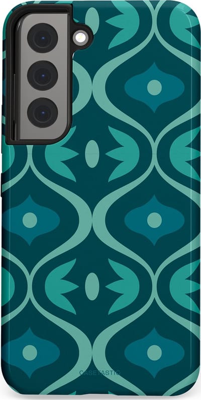 Casetastic hoesje geschikt voor Samsung Galaxy S22 - Dubbellaagse bescherming - Decoratief Blauwgroen - Fashion Case - Petrol