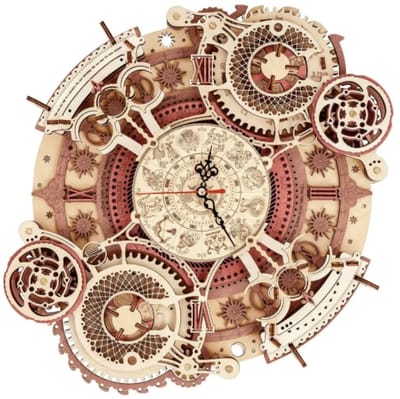 Robotime 3D Houten Puzzelklok – Mechanische Steampunk Wandklok – DIY Bouwset voor Volwassenen – Functioneel & Decoratief Model