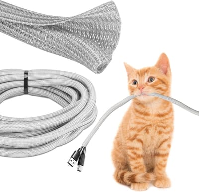 Kabelbeschermers voor 15ft - 1/2 inch snoer, gevlochten kabelsleeve voor tv, computer en thuisbioscoop, beschermt huisdieren en voorkomt slijtage