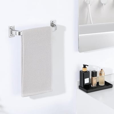 Famanu – Handdoekenrek wandmontage van 25 cm, roestvrij staal, ideaal voor badkamer en keuken, ruimtebesparend ontwerp