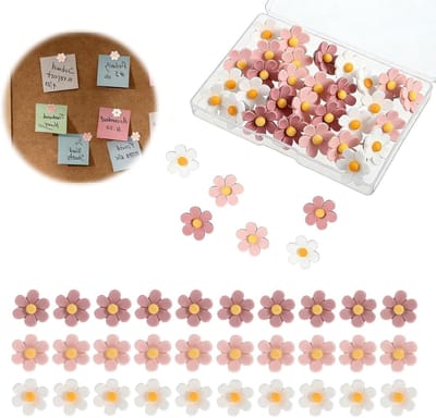30 stuks bloemen punaises, creatieve decoratieve prikbord, naalden voor prikbord, hars, prikbordnaalden, decoratieve spelden, bloemige spelden, decoratie, punaises voor kurkbord, fotowand, kantoor