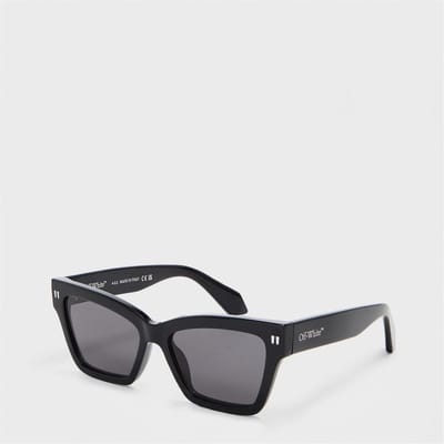 Off White Unisex-zonnebril voor volwassenen in Cincinnati-stijl met kattenoogmontuur (Zwart/Donkergrijs)