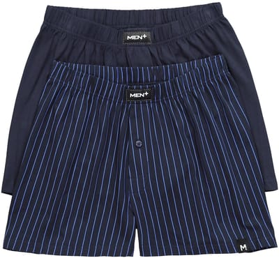 Men Plus - Heren - Boxershorts FLEXLASTIC® Buik-Fit set van 2 onderbroek - Navy blauw - Maat L