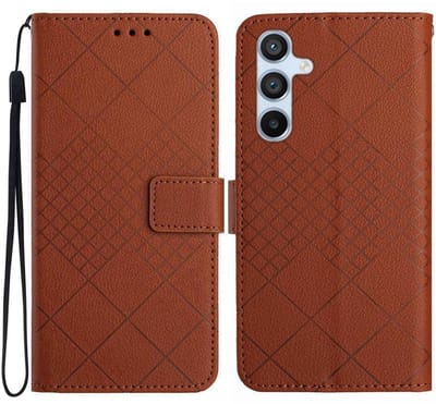 Coverup Hoesje - Geschikt voor Samsung Galaxy A17 Hoesje - Coverup Rhombus Book Case - Bruin