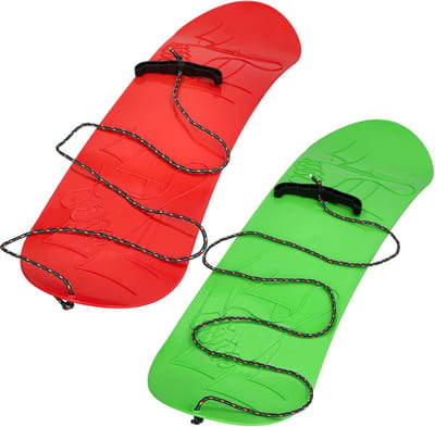 KOTARBAU® 2 stuks Speelgoed Snowboard, Kunststof, 68x20 cm, Rood & Groen, Sneeuw Slee, Plastic Glijder Sneeuw, zonder Binding, met Touw, Sneeuwglijder, Slee