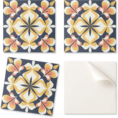 Zelfklevende vinyl wandtegels voor interieurs met geometrisch bloemenpatroon, 20x20x20 cm