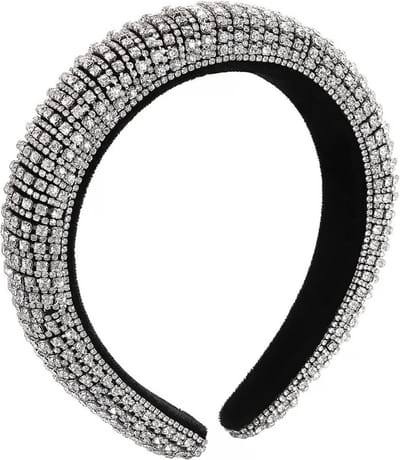 Strass Diamonds Haarband / Diadeem - Zilver | Fluweel / Polyester | Fashion Favorite