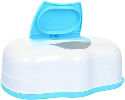 Babydoekjes Dispenser - Doekjesbox Houder - Babyverzorging Thuis - Stofdicht Afsluitbaar Deksel - 80 Stuks Capaciteit - Blauw