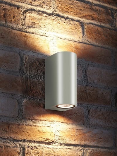 Tweeweg Wandlamp Aluminium Zilver IP44 Buitenverlichting Warmwit LED