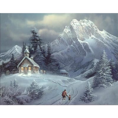 Diamant borduurwerk mozaïek schilderij kits muur kruis sticker sneeuw berghut foto Home decor 20X30CM gray