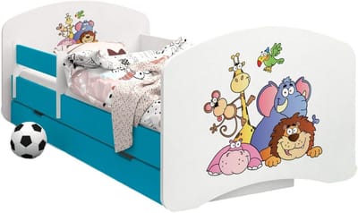 Kinderbed - Peuterbed - Veilig slapen - Dubbelzijdig - 160x80 cm - Safari