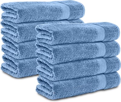 Komfortec 8x Handdoek 70x140 - 100% Katoen – Handdoekenset - Zacht - Lichtblauw