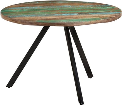 Ronde Eettafel - Houten Tafel - Keuken en Kamer - Handgemaakt Gerecycled Hout - Diameter 110 cm - Meerkleurig