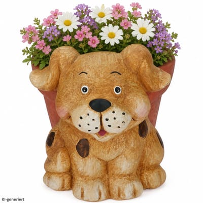 RUDI Bloempot met hondenmotief rood-bruin – 795251040