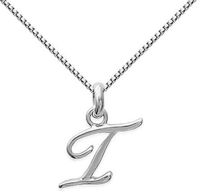 Amanto Ketting Letter I - 925 Zilver Gerhod. - Alfabet - 10x18mm - 50cm