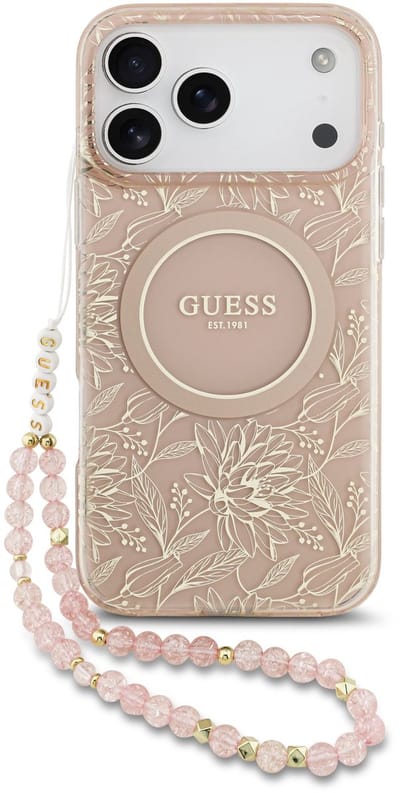 Guess hoesje - Geschikt voor iPhone 17 Pro Max en geschikt voor iPhone 18 Pro Max - Geschikt voor MagSafe - Koord - Roze