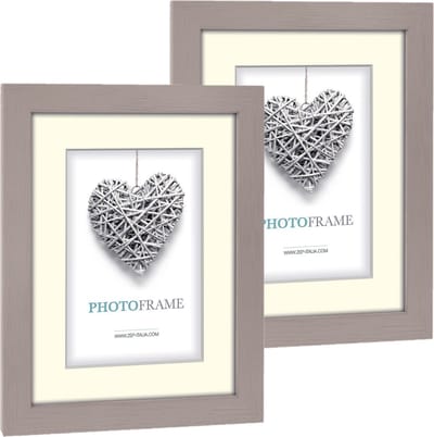 Zep Fotolijst - 2x stuks - beige - 21 x 16 x 2 cm - hout - geschikt voor een foto van 9 x 13 cm of 13 x 18 cm