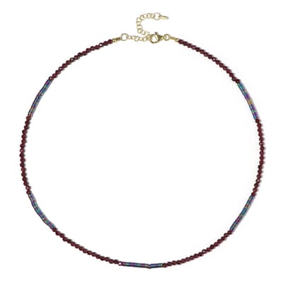 Cavill - Zilveren Halsketting 925 Sterling - Verguld - 28,215 ct Mozambique Granaat & 12,953 ct Hematiet - Elegant Rood