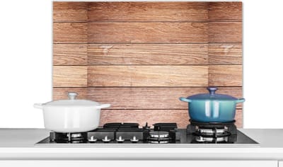 Spatscherm keuken 80x55 cm - Kookplaat achterwand Eikenhout - Planken - Patronen - Muurbeschermer - Spatwand fornuis - Hoogwaardig aluminium