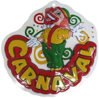 Carnaval Wanddecoratie clown 'Carnaval' 18x18cm