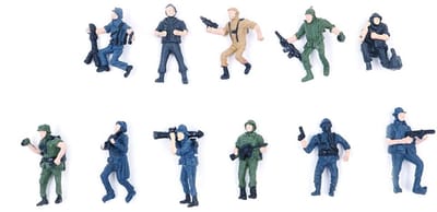 Dailygoods- Model Trein Mensen 11Pcs - Miniatuur Figuren - Plastic Poppetjes - SWAT Uiterlijk - Lichtgewicht - Duurzaam Materiaal - Miniatuurfiguren