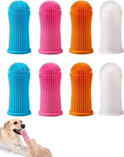 Famanu – Set van 8 Siliconen Tandenborstels voor Huisdieren – 360 Graden Vingertandenborstels voor Honden en Katten, Meerdere Kleuren