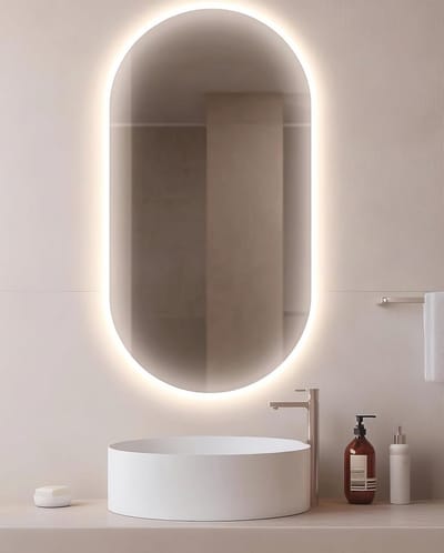 Ovaal Badkamerspiegel met LED-verlichting - 100 x 40 cm, Warm Licht 3600 K, IP44 - Full-body Wandspiegel voor Badkamer