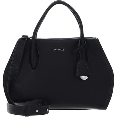 COCCINELLE Leren Schoudertas Handtas Lord Handbag Grained Leather Noir Zwart