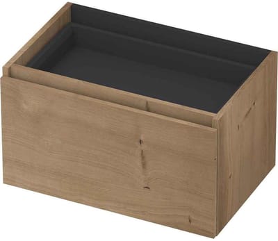 INK - Onderkast 1L met Binnenlade Greeploos Houten Keerlijst Fineer Zonder Sifonuitsparing in Binnenlade - 700x450x400 Mm - Ash Grey Fineer