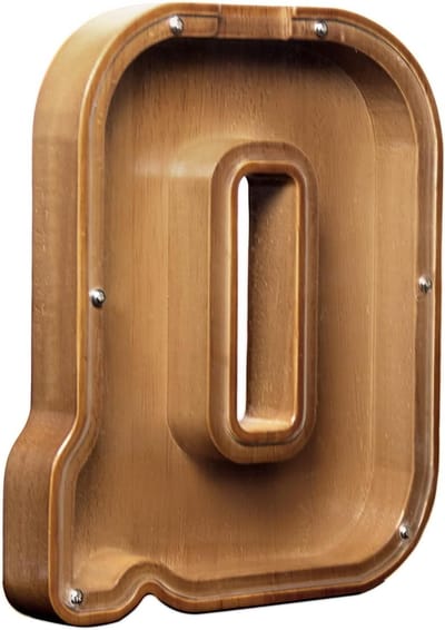 Houten Spaarpot - Munt Pot Geldbank - Geld Besparen Leren - Gepersonaliseerd Alfabet - 23 cm - Natuurlijk Hout