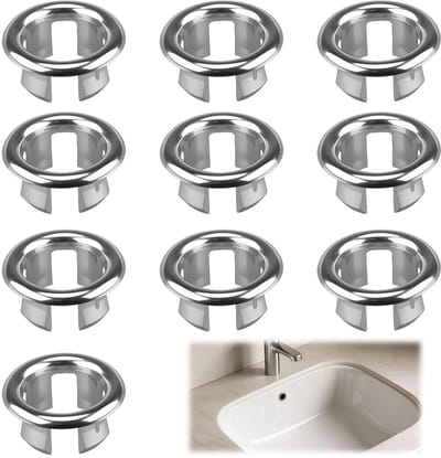 10 stuks overvolle wastafelstoppen, spoelbakvulling met rond gat voor badkamers, keuken, badkuip en wastafels, overloopringen voor wastafels meten 22-24 mm diameter, familie, gebruik