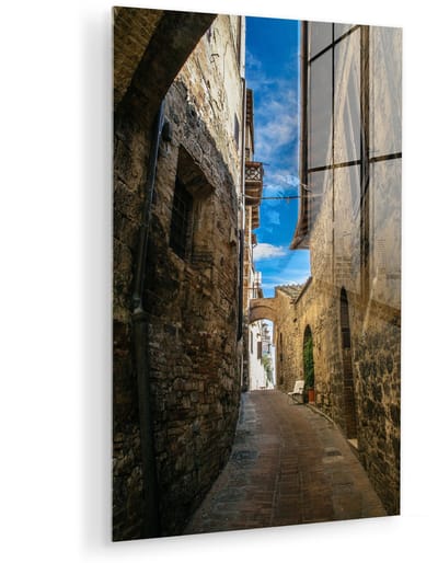® Glasschilderij 120x180 cm - Schilderij acrylglas - De oude binnenstad van San Gimignano in Italië - Foto op glas - Muurdecoratie woonkamer - Wanddecoratie slaapkamer - Schilderijen
