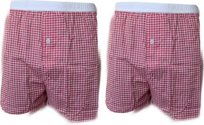Embrator 2-stuks mannen Boxershort geruit rood/wit XL