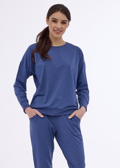 Cornette Dames Pyjama Huispak Winter Lange Mouw Lange Broek Gabi Blauw 800/404 36 / S