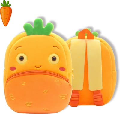 BoefieBoef Wortel Kinder Rugzak – Pluche Peuter- Kleuter rugtas 0-5 Jaar – Groente & Fruit is Gezond & Fit – Ergonomisch & Wasbaar – Baby Backpack – Jongen & Meisje – Schooltas, Gymtas, Peuterspeelzaal & BSO – Cadeau Verjaardag - Oranje Peen