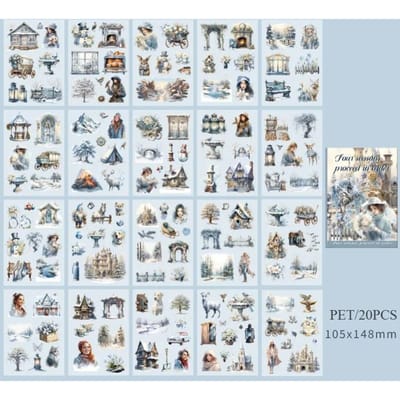20 Vellen PET Stickers Seizoensserie PET Decoratieve Stickers Dagboek Meisjes Scrapbooking Materiaal Decor Album Kantoorartikelen Stickers
