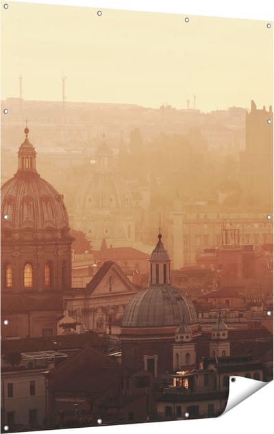 Gards Tuinposter Rome Stad bij Zonsopgang - 120x160 cm - Tuindoek - Tuindecoratie - Wanddecoratie buiten - Tuinschilderij