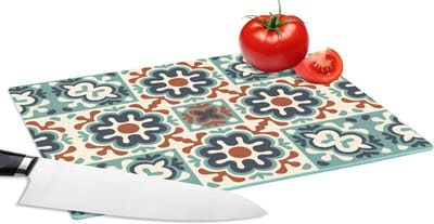 Glazen Snijplank - 28x20 - Bloem - Ornament - Patroon - Snijplanken Glas