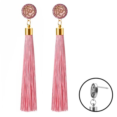 Fako Bijoux® - Oorbellen - Kwast - Roos Strass - Roze