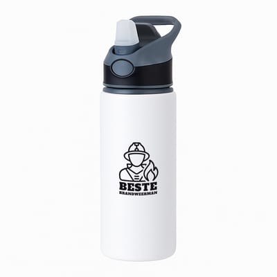 Hacebo® - Beste brandweerman waterfles met rietje zwart - Beste brandweerman - collega - cadeau - water fles - 650ML