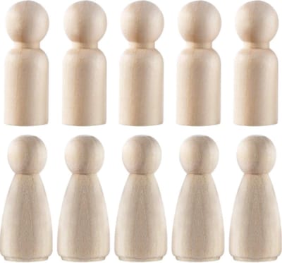 Winkrs - 20 Houten Pionen - 10 x Mannetjes en 10 x Vrouwtjes - 7.5 CM