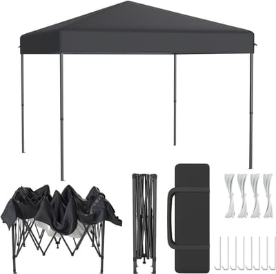 POP-UP Partytent Tuinpaviljoen 3x3 m – Inklapbaar Paviljoen – UV- en Spatschermend – Inclusief Draagtas – Antraciet