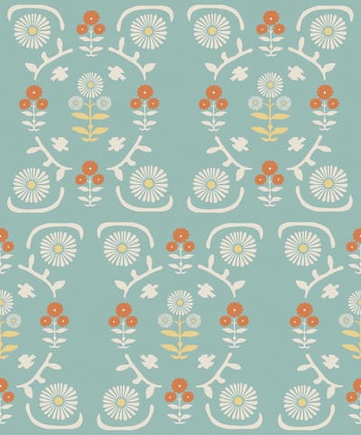 Boråstapeter Vliesbehang 5821 - Nordic Folks - Bloemen Blauw - 53cm x 10.05m