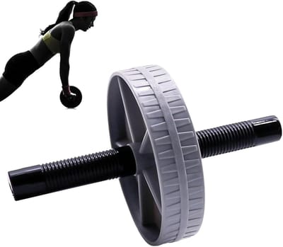 Buikspierwiel - Roltrainer Core - Buikspier Training - Automatische Terugslag - Diameter 15cm - Grijs