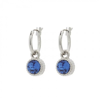 Biba Hang Oorbellen Zilver met Swarovski Steentje Sapphire
