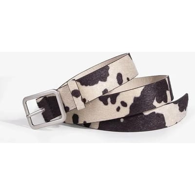Ceintures Imprimé Vache Colorées Ceintures Tendance en Fourrure Animale Synthétique Boucles en Alliage Accessoires Vêtements Femme 101x2.9cm beige