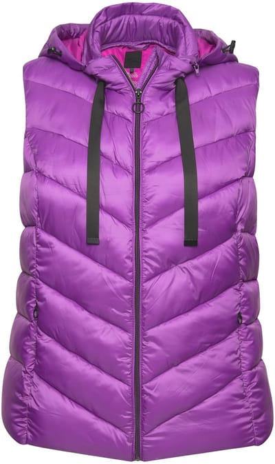 Ulla Popken - Dames - HYPRAR doorgestikte bodywarmer waterafstotend - Donkerpaars - Maat 58+
